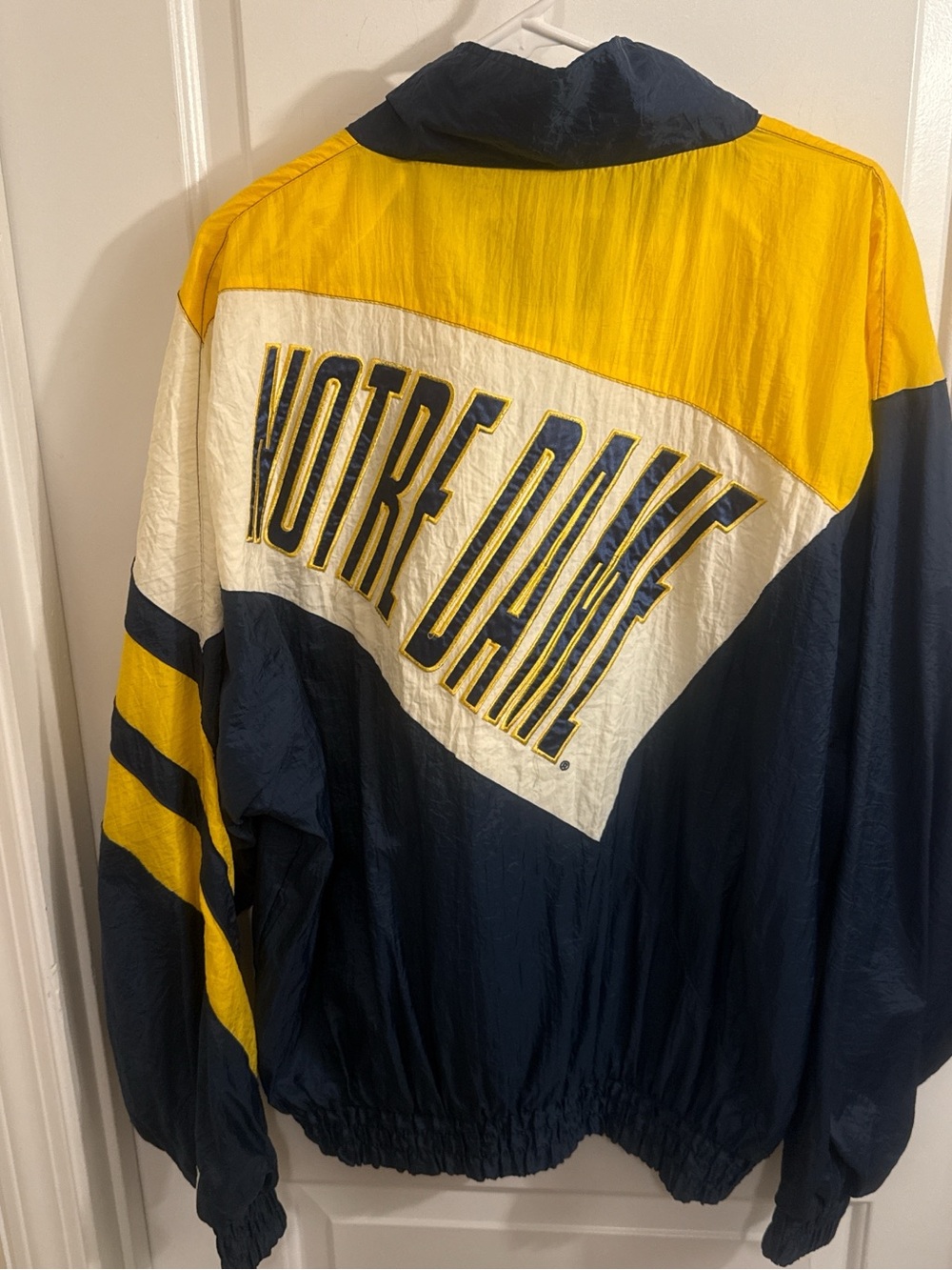 Vintage Logo 7 Notre Dame Navy and Gold Vintage Windbreaker Jacket